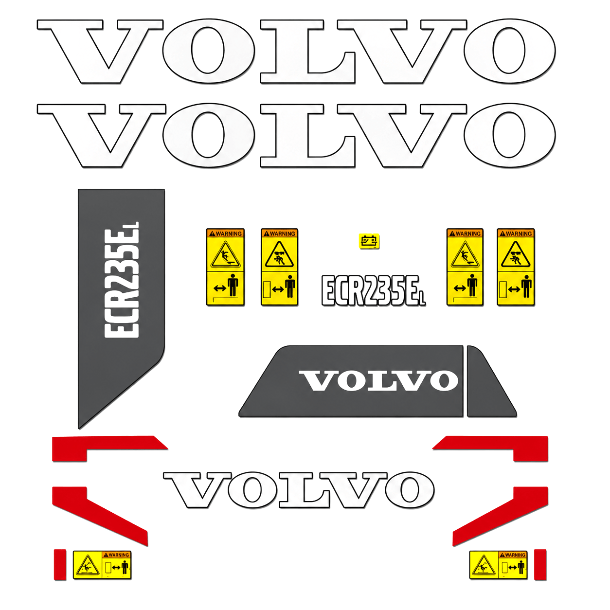 Kit complet de décalcomanies en vinyle imperméable pour ECR235E VOLVOQuébecDecalstore