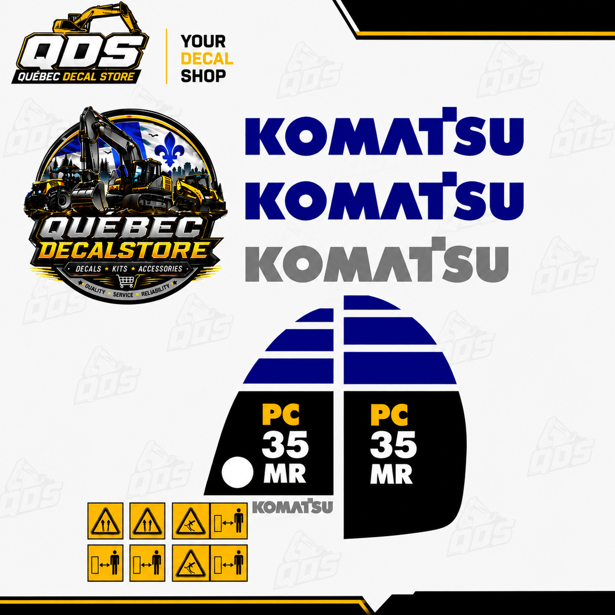 KIT COMPLET POUR MINI PELLE KOMATSU PC35MR Decal Kit / Kit Complet de DécalcomaniesQuébecDecalstore