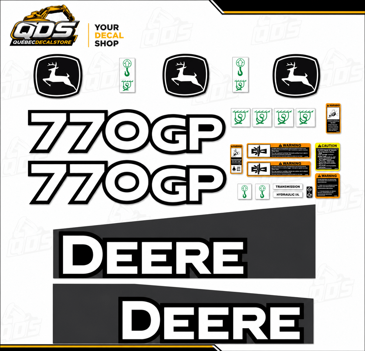 KIT COMPLET POUR NIVELEUSE JOHN DEERE 770GP Decal Kit / Kit Complet de DécalcomaniesQuébecDecalstore