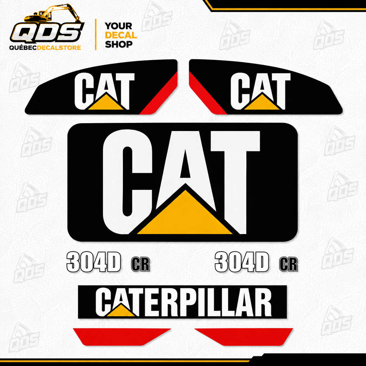 KIT DE CALCOMANÍAS DE POSVENTA PARA EXCAVADORA CAT 304D CR - INCLUYE CALCOMANÍAS DE SEGURIDAD
