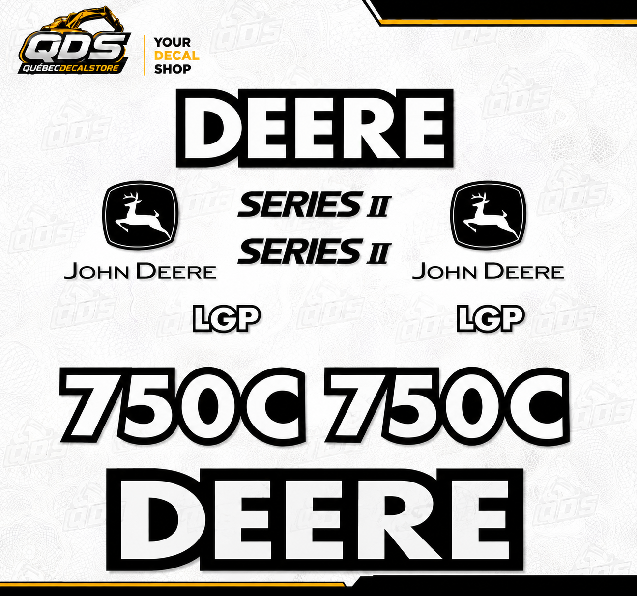 KIT DE CALCOMANÍAS DE POSVENTA PARA TOPADORA JOHN DEERE 750C - SERIE II