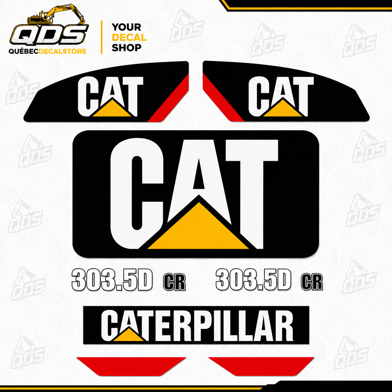 KIT DE CALCOMANÍAS DE POSVENTA PARA CAT 303.5D CR - INCLUYE CALCOMANÍAS DE SEGURIDAD