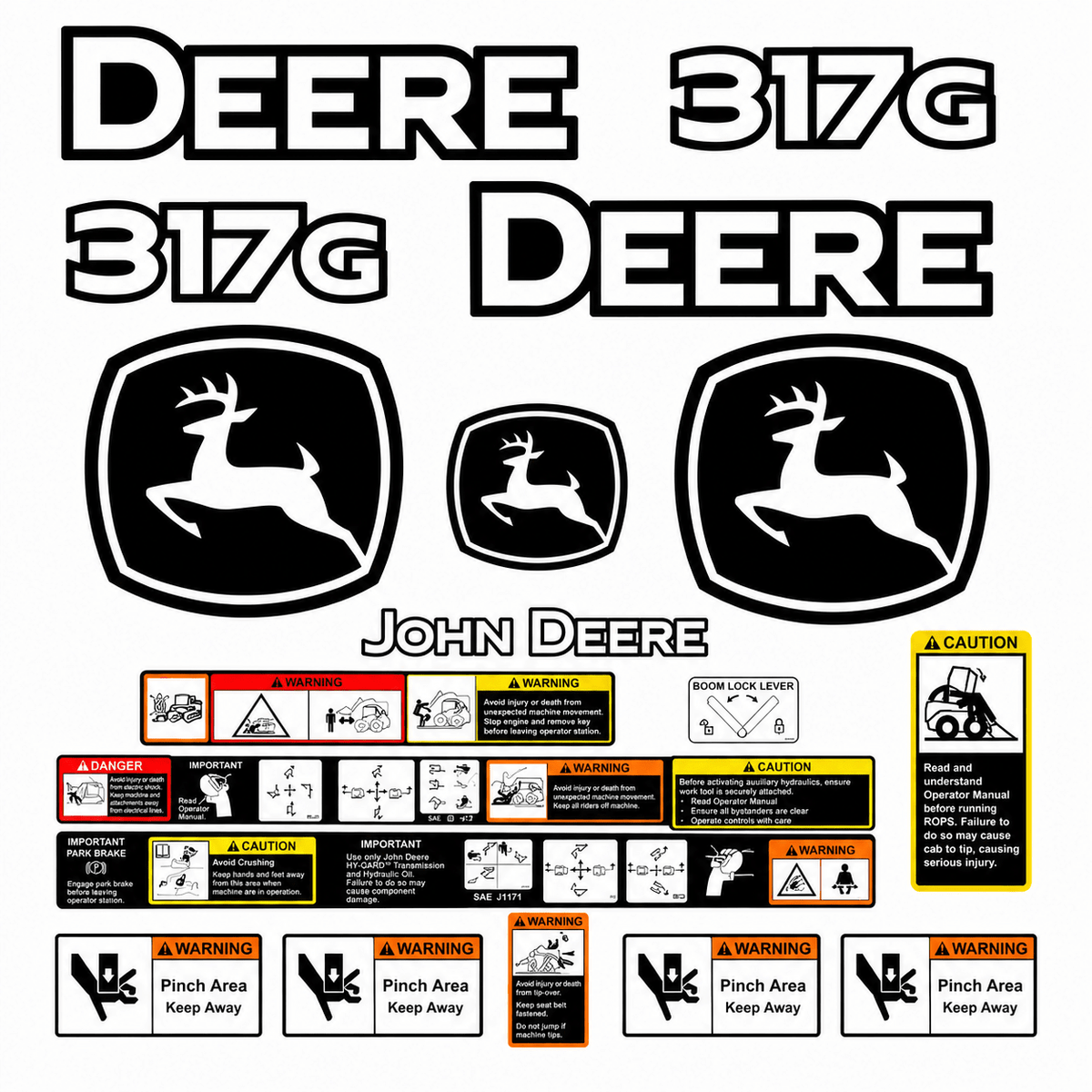 Kit complet de décalcomanies Imperméable pour John Deere 317GQuébecDecalstore