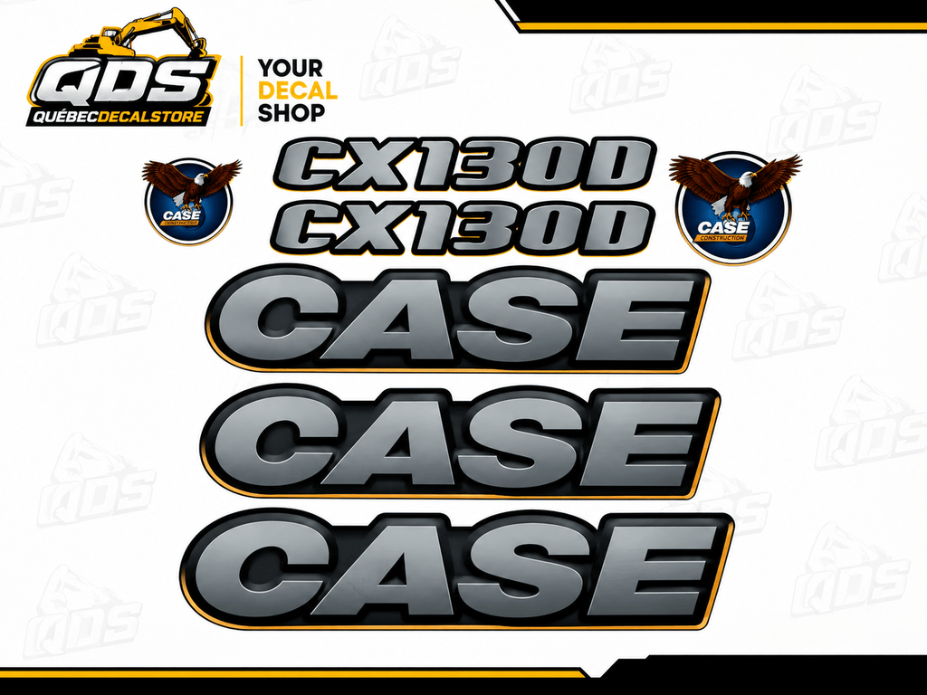 KIT COMPLET DE DÉCALCOMANIES POUR EXCAVATRICE CASE 130DQuébecDecalstore