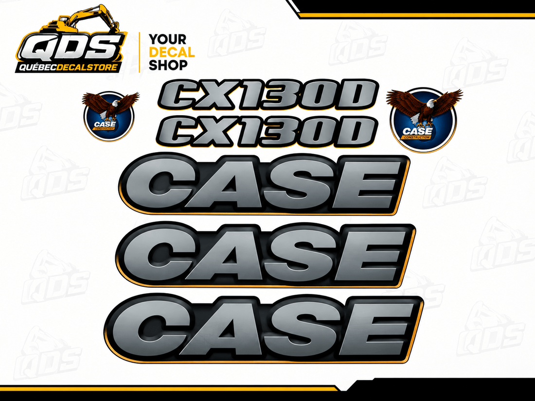 KIT COMPLET DE DÉCALCOMANIES POUR EXCAVATRICE CASE 130DQuébecDecalstore