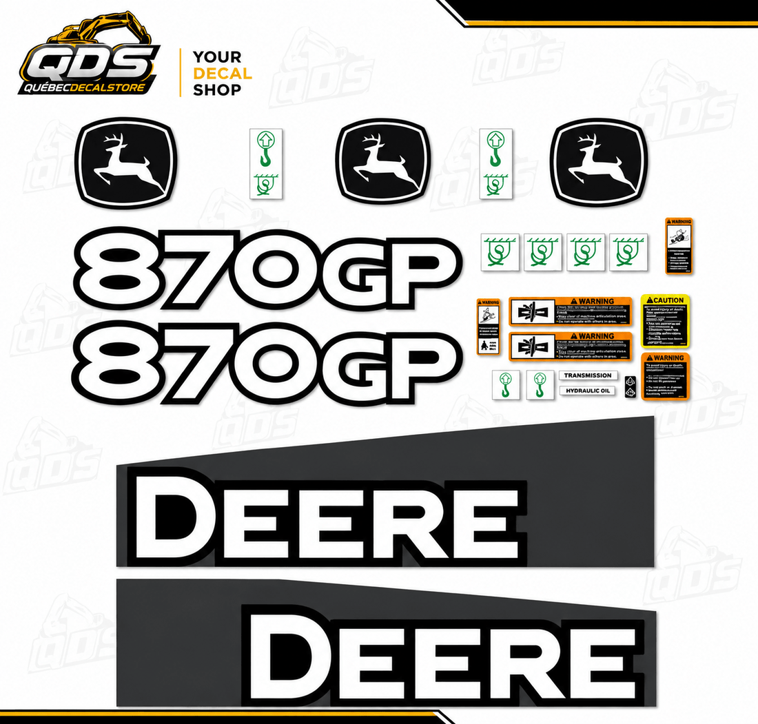 KIT COMPLET POUR NIVELEUSE JOHN DEERE 870GP Decal Kit / Kit Complet de DécalcomaniesQuébecDecalstore