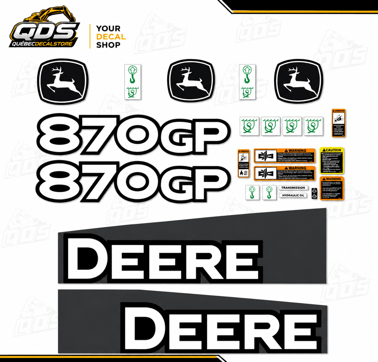 KIT COMPLET POUR NIVELEUSE JOHN DEERE 870GP Decal Kit / Kit Complet de DécalcomaniesQuébecDecalstore