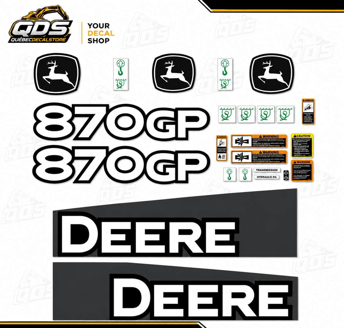 KIT COMPLET POUR NIVELEUSE JOHN DEERE 870GP Decal Kit / Kit Complet de DécalcomaniesQuébecDecalstore