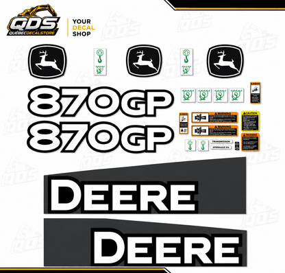 KIT COMPLET POUR NIVELEUSE JOHN DEERE 870GP Decal Kit / Kit Complet de DécalcomaniesQuébecDecalstore