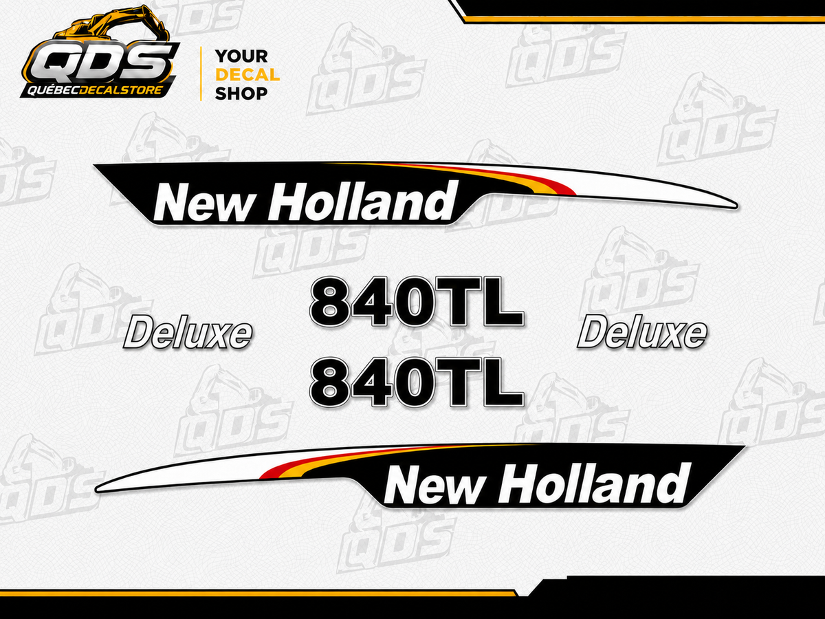 KIT COMPLETO DE CALCOMANÍAS PARA CARGADOR FRONTAL NEW HOLLAND 840TL DELUXE