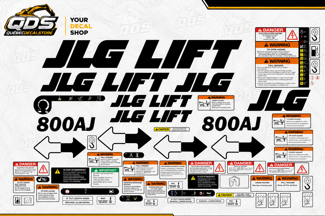 AFTERMARKET DECAL KIT FOR JLG LIFT 800AJ - INCLUDES SAFETY STICKERS