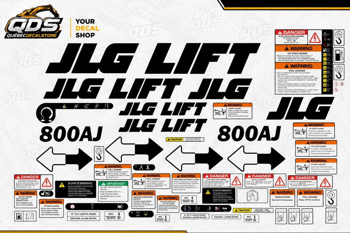 AFTERMARKET DECAL KIT FOR JLG LIFT 800AJ - INCLUDES SAFETY STICKERS
