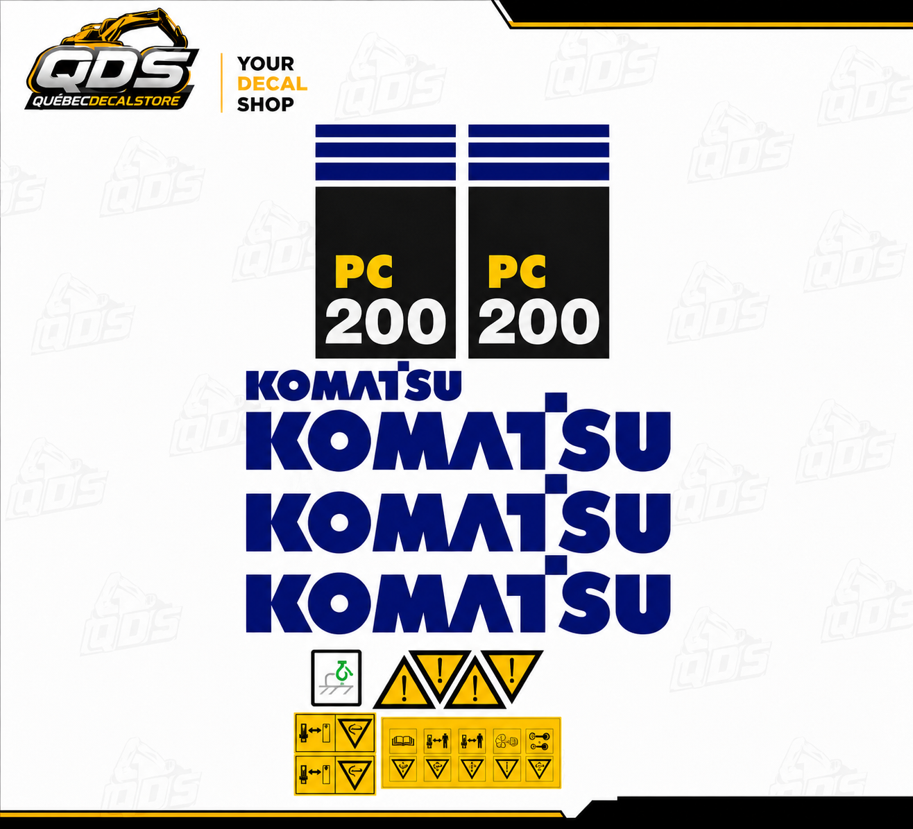 VOLLSTÄNDIGER AUFKLEBER-KIT FÜR KOMATSU PC200 2002 - 2010